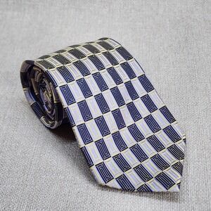 VALERIO GARATI Men's  Necktie Tie 100% Silk  Black Purple Geometric